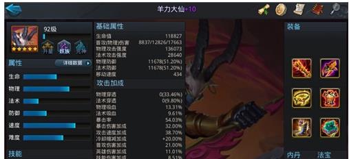 乱斗西游2羊力大仙攻速装推荐 具体一览