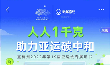 支付宝2022亚运碳中和证书怎么获得